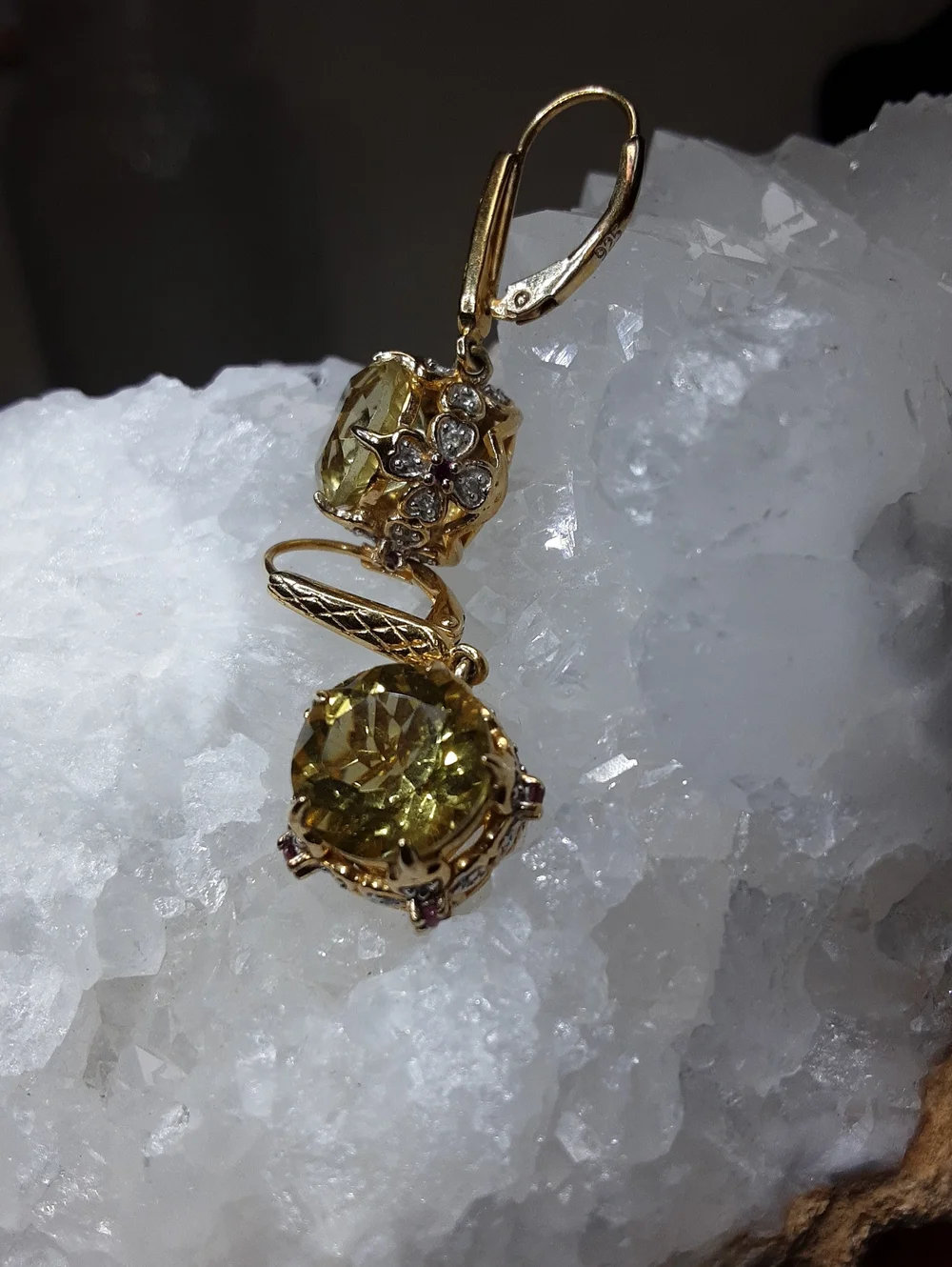 925 Genuine Gemstone Drop Earrings. - Picture 1 of 3